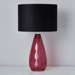 Litecraft Parma Plum 1 Light Ripple Effect Glass Table Lamp - thumbnail 3