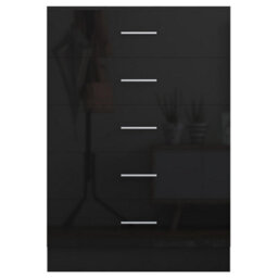 Reflect 5 Drawer Chest - Black Gloss & Black Oak - Modern Vertical Bedroom Storage Unit - H: 100Cm X W: 70Cm X D: 40Cm - thumbnail 3
