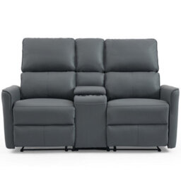 More4Homes Madrid 2+3 Seater W Console Manual Recliner Air Leather Sofa Set (Grey) - thumbnail 3