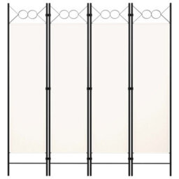 Berkfield 4-Panel Room Divider Cream White 160X180 Cm - thumbnail 1