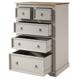 Mercers Furniture Corona Grey Wax 2+3 Chest Of 5 Drawers Solid Pine With Mexican Styling - thumbnail 2