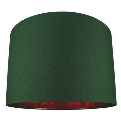 Happy Homewares Modern Forest Green Cotton 16 Floor/pendant Lamp Shade With Shiny Copper Inner - image 1