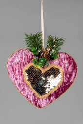 Shatchi Pink Burgundy Heart 16.5Cm - Christmas Tree Hanging Decorations Ornaments Fairy Tale Themed,3Pcs - thumbnail 4