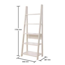 Timber Art Design Riva Retro 5 Tier Ladder Bookcase Shelving Shelf Display Unit White - thumbnail 4