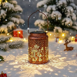 Solar Powered Led Morrocan Lantern Hanging Lamp Outdoor Garden Mushroom Light - thumbnail 1