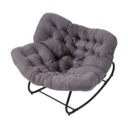 Grey Seat Cushion Large Size Chair Rocking Chair Reclining Chair Bird Nest Rattan Balcony Home Leisure Lazy Sofa - thumbnail 3