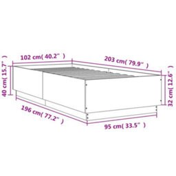 Berkfield Bed Frame Without Mattress Concrete Grey 100X200 Cm - thumbnail 9