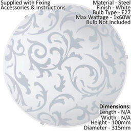 Elegant White Wall Flush Ceiling Light With Satin Glass Shade - thumbnail 2