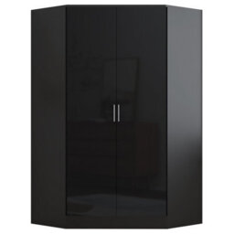 Reflect 2Pc Wardrobe Bundle - 2 Door Corner + 2 Door Mirror - Black Gloss & Black Oak - H: 180Cm X W: 179Cm X D: 103Cm - thumbnail 5