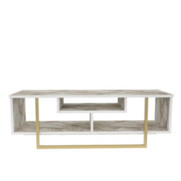 Decorotika Astona Tv Stand Tv Unit For Tvs Up To 55 Inch White Marble Effect And Gold - thumbnail 5