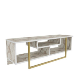 Decorotika Astona Tv Stand Tv Unit For Tvs Up To 55 Inch White Marble Effect And Gold - thumbnail 6
