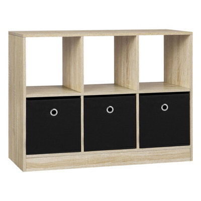 6 Cubes Wooden Bookcase Cabinet Storage Shelving Display Shelves Unit 3 Drawers - image 1
