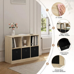6 Cubes Wooden Bookcase Cabinet Storage Shelving Display Shelves Unit 3 Drawers - thumbnail 3