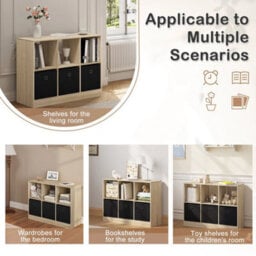 6 Cubes Wooden Bookcase Cabinet Storage Shelving Display Shelves Unit 3 Drawers - thumbnail 6