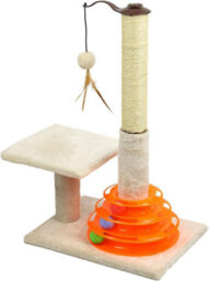 "25"" Cats Scratcher With Soft Smooth Plush Carpet - Kitten Scratch Post Indoor With Sisal Pole - With Playful Cat Track Toy Balls" - thumbnail 1