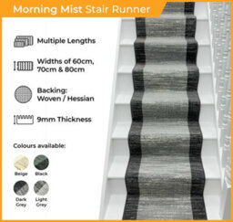 Morning Mist Stair Runner - Soft & Durable Carpet Runner For Stairs & Staircases, Multiple Lengths - thumbnail 2