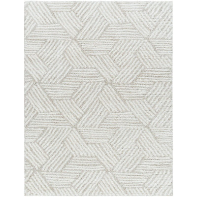 Livabliss Cloudy Shaggy-Geometric Beige Grey Soft Plush Pile Living Bedroom Rug 160 X 213 Cm Easy Care, Non Shedding - image 1