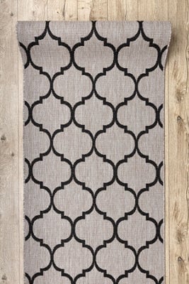 RugsX Runner Sizal Floorlux Design 20608 Moroccan Trellis Silver / Black 70   70X670 Cm - image 1