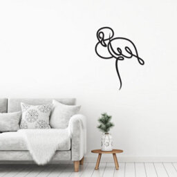 Decortie Modern Metal Wall Art Flamingo Theme Home Ornament Decorative Minimalist Design Hanging Wall Sculpture, Black - thumbnail 3