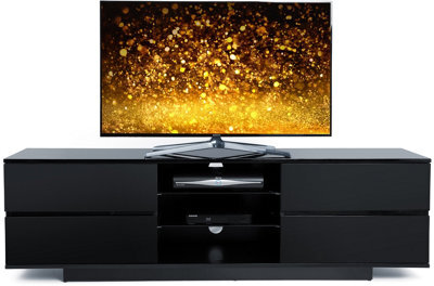 "Homeology Avitus Gloss Black With 4-Black Drawer Tv Stand For Up To 65"" Flat Screen Led And Lcd Tv Cabinet" - image 1
