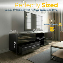"Homeology Avitus Gloss Black With 4-Black Drawer Tv Stand For Up To 65"" Flat Screen Led And Lcd Tv Cabinet" - thumbnail 9