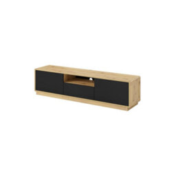 Arte Sleek Aston 39 Tv Cabinet 180Cm - Black Matt & Oak Torus: Stylish Entertainment Solution For Modern Living Spaces - thumbnail 1