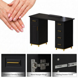 Pro Manicure Table Nail Beauty Salon Station Technician Storage Desk W/ 5 Drawer - thumbnail 4