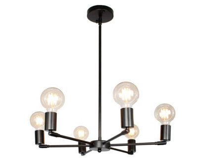 Industrial Chandelier Modern 6 Lights Metal Black Chandelier E27 - image 1