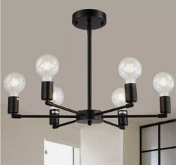 Industrial Chandelier Modern 6 Lights Metal Black Chandelier E27 - thumbnail 3