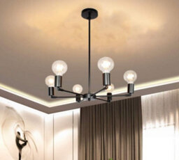 Industrial Chandelier Modern 6 Lights Metal Black Chandelier E27 - thumbnail 2