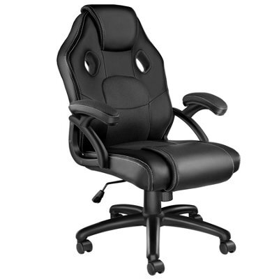 Tectake Gaming Chair Mike - Ergonomic Shape, Thick Padding, Stepless Height Adjustment - Black - image 1