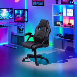Tectake Gaming Chair Mike - Ergonomic Shape, Thick Padding, Stepless Height Adjustment - Black - thumbnail 9