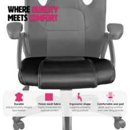 Tectake Gaming Chair Mike - Ergonomic Shape, Thick Padding, Stepless Height Adjustment - Black - thumbnail 8