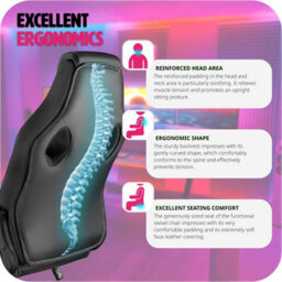 Tectake Gaming Chair Mike - Ergonomic Shape, Thick Padding, Stepless Height Adjustment - Black - thumbnail 5
