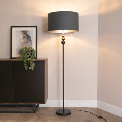 Valuelights Marissa Black Stacked Ball Floor Lamp With Charcoal With Chrome Inner Lamp Shade And Led Bulb - image 1