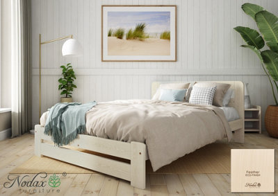 Nodax Durable & Eco-Finish Colour Wooden Bed Frame With Woodstain Finish - F1 Aurora Bed Frame 4Ft6In (Feather) - image 1