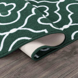 Machine Washable Quatrefoil Design Anti Slip Doormats Emerald 67X120 Cm - thumbnail 3