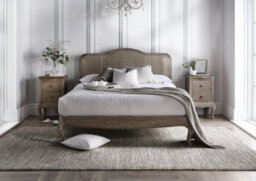French Inspired Rattan And Bed Frame - King Size