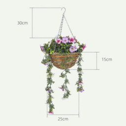 Homcom Set Of 2 Artificial Plants, Azalea Flowers In Basket - thumbnail 3