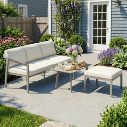 Outsunny 3 Piece Garden Dining Set, Outdoor Patio Furniture, Grey - thumbnail 9