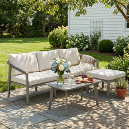 Outsunny 3 Piece Garden Dining Set, Outdoor Patio Furniture, Grey - thumbnail 8
