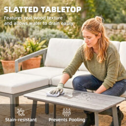 Outsunny 3 Piece Garden Dining Set, Outdoor Patio Furniture, Grey - thumbnail 6