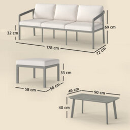 Outsunny 3 Piece Garden Dining Set, Outdoor Patio Furniture, Grey - thumbnail 3