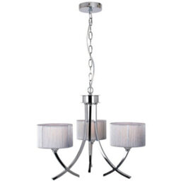 Pagazzi Lighting Pagazzi Justina 3 Light Polished Chrome Chandelier With Silver String Shade - thumbnail 2