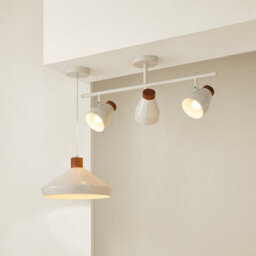 Valuelights Parker Cream And Walnut 3 Way Ceiling Light And Bulbs - thumbnail 7