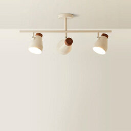 Valuelights Parker Cream And Walnut 3 Way Ceiling Light And Bulbs - thumbnail 4