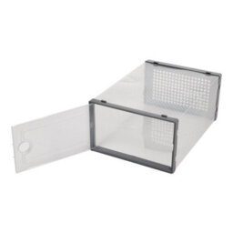 Living And Home 12 Pcs Grey Adjustable Stackable Plastic Shoe Storage Box Organiser 33Cm (W) X 23Cm (D) X 14Cm (H) - thumbnail 4