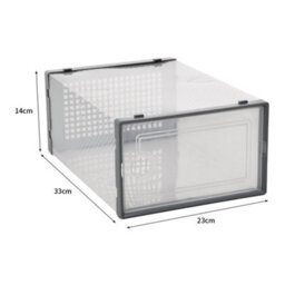 Living And Home 12 Pcs Grey Adjustable Stackable Plastic Shoe Storage Box Organiser 33Cm (W) X 23Cm (D) X 14Cm (H) - thumbnail 5