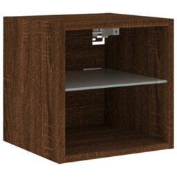 Berkfield Tv Wall Cabinet With Led Lights Brown Oak 30X28.5X30 Cm - thumbnail 7