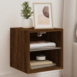 Berkfield Tv Wall Cabinet With Led Lights Brown Oak 30X28.5X30 Cm